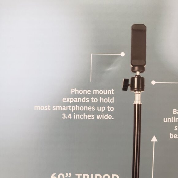 Merkury Innovations 60" Selfie Studio Tripod Bluetooth Remote Shutter New in Box - Picture 11 of 11